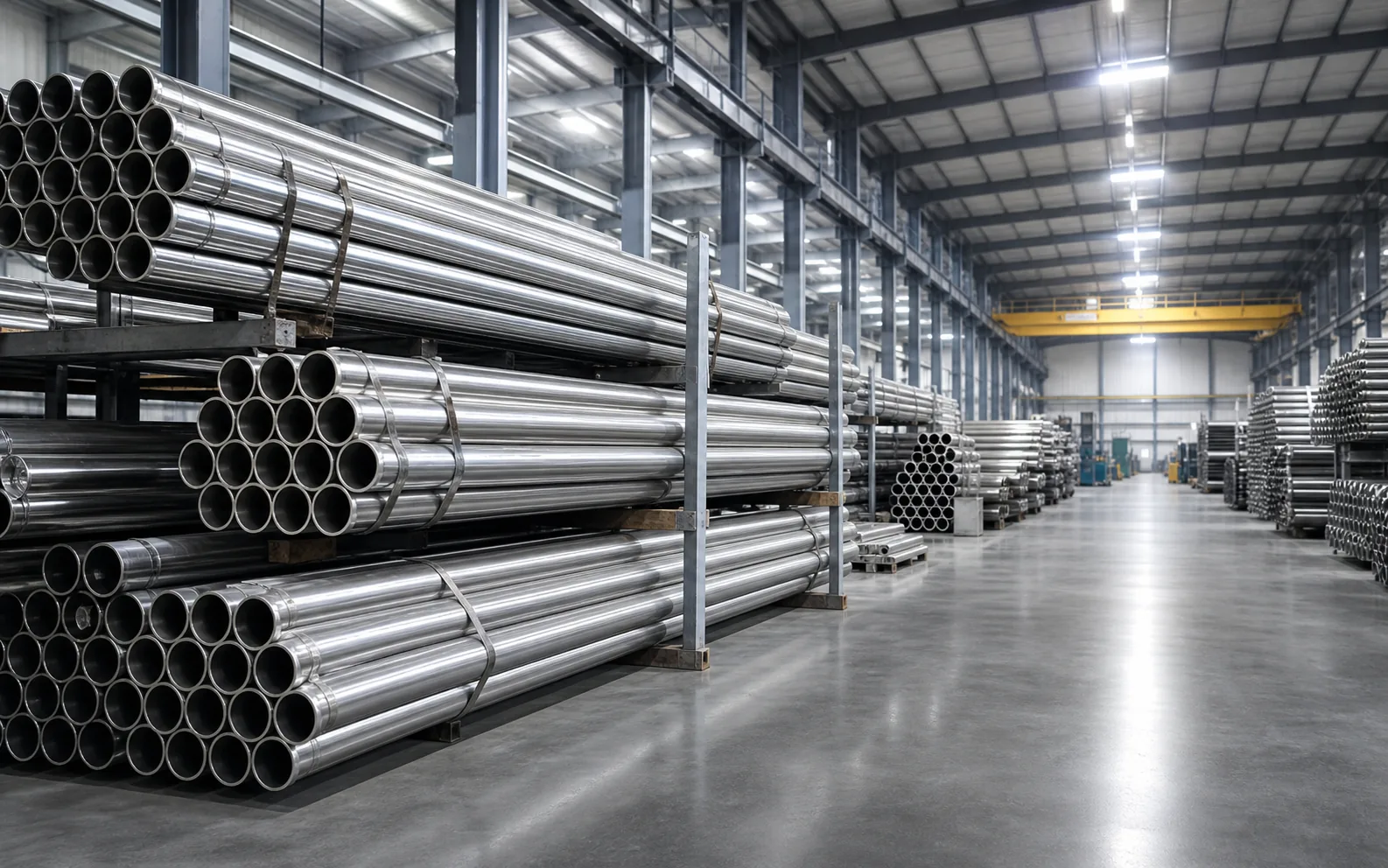 Stainless steel pipes stockyard for Bharat Metals Chennai