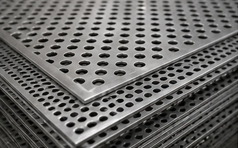 Stainless Steel Perforated Sheets stock photo
